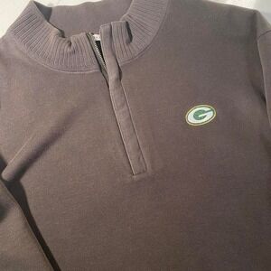 Cutter & Buck Green‎ Bay Packers 1/4 Zip Supima Cotton Sweater XL Brown Pullover